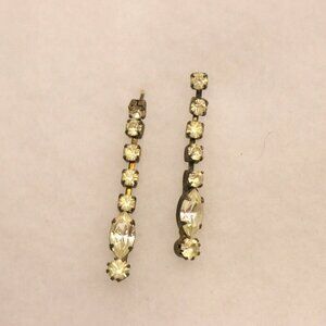 Vintage 7-stone rhinestones prong set long dangle drop earrings